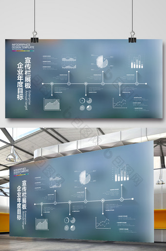 企业年度目标宣传栏展板图片