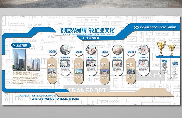 简约通用现代化企业文化墙