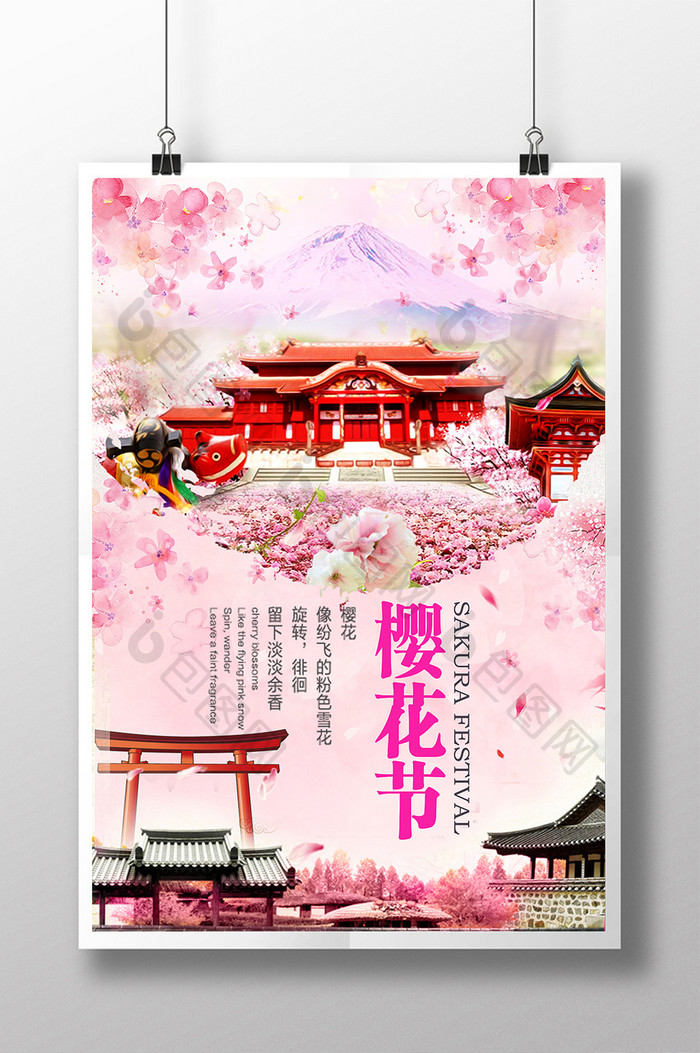 樱花节日本旅游海报展板设计