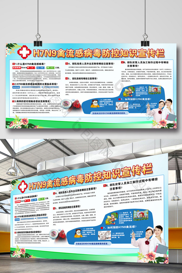 禽流感预防防控宣传栏知识展板