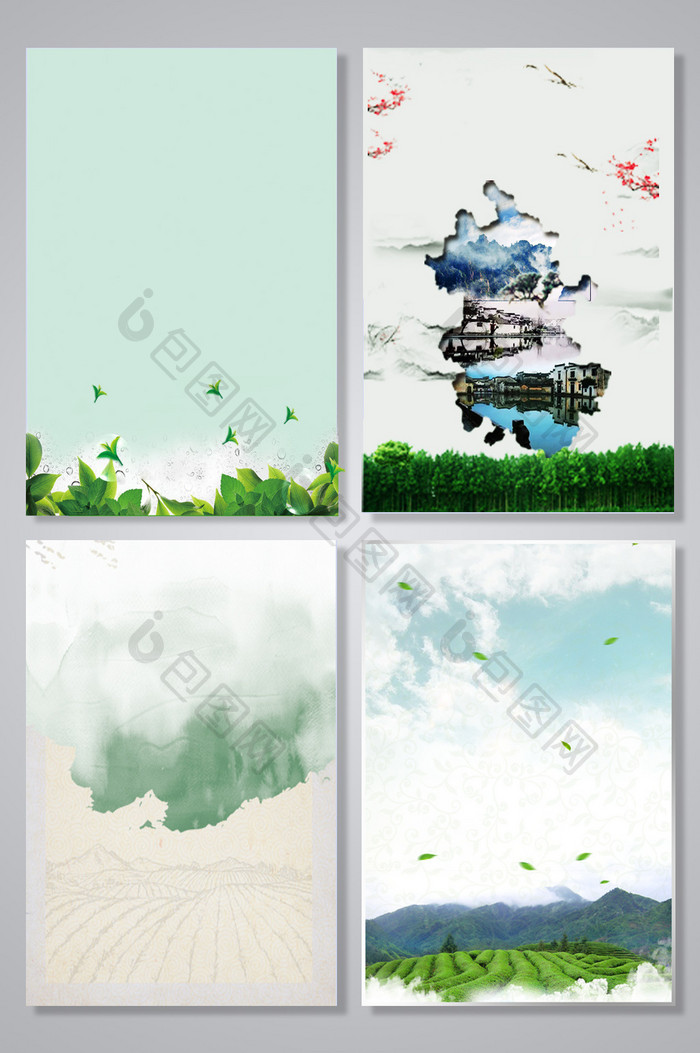 绿色中国风海报背景