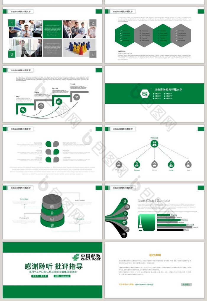中国邮政总结报告PPT模板