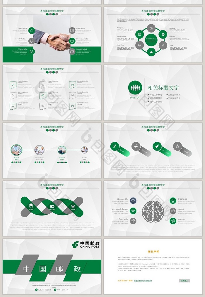中国邮政总结报告PPT模板