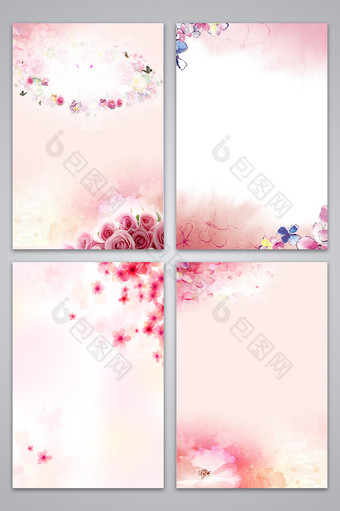 浪漫粉色水彩花朵背景图片