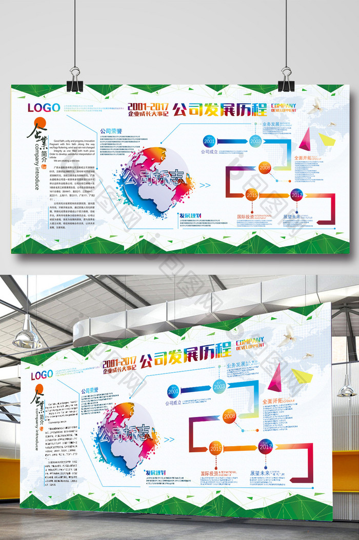 简约大气企业公司发展历程展板