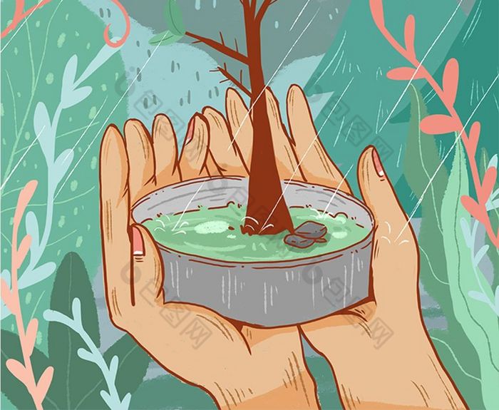 保护湿地手绘公益海报设计图片模版