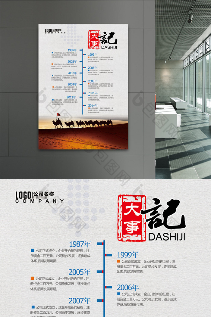 企业大事记发展历程图片模板-包图网