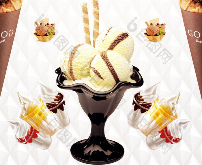 冰淇淋餐饮美食系列海报设计