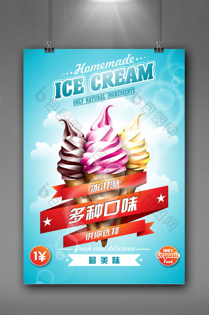 卡通冰淇淋海报