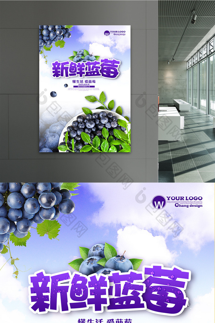 清新蓝莓海报设计