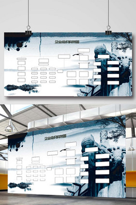简约大气企业组织构架图展板设计