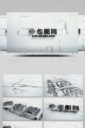 建筑线条勾勒出优雅标志AE片头工程模板图片