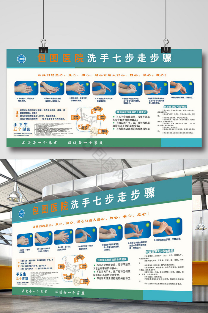 医院洗手七步走展板展板图片