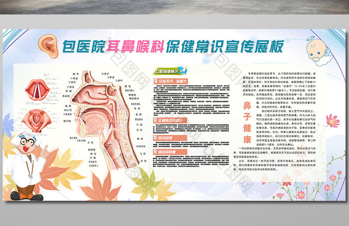 耳鼻喉科展板模板图片