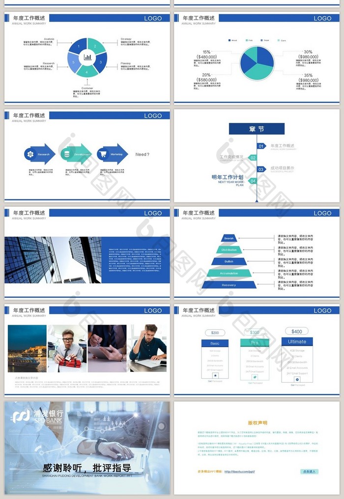 数据分析 浦发银行工作报告PPT模版