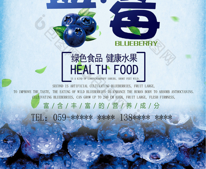 蓝莓水果促销海报