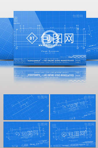 手绘图纸线条蓝图动画LOGO片头AE模板图片