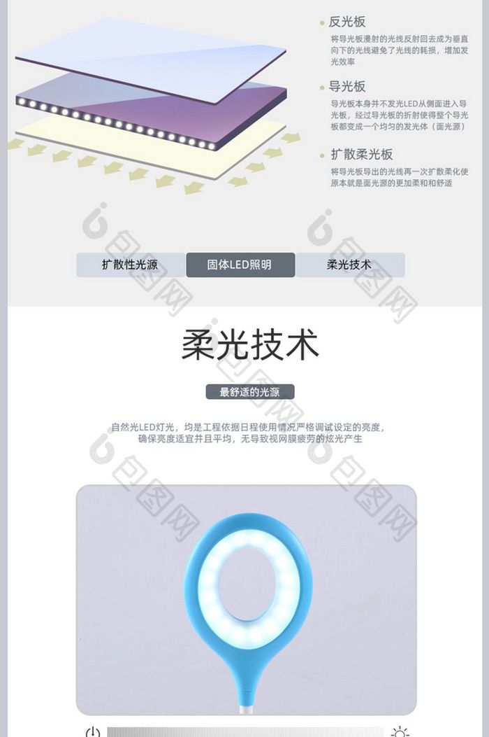 简洁智能LED台灯详情页
