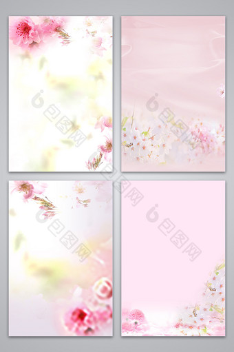 粉色背景桃花季节春天唯美海报背景图片