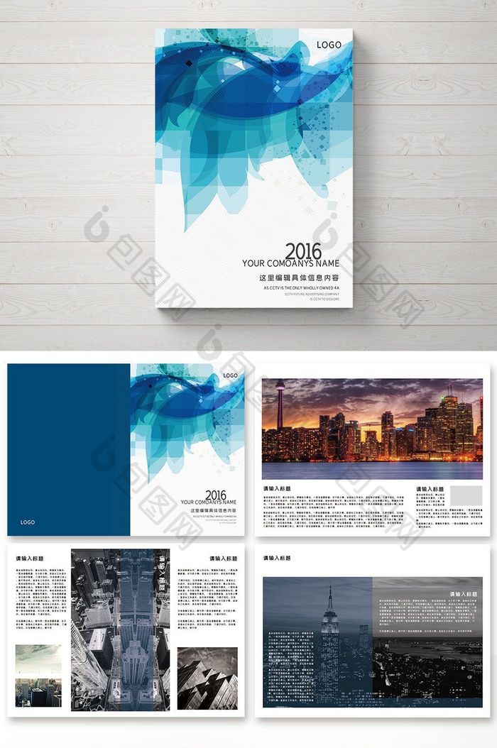 蓝色简约大气欧美风格企业画册设计