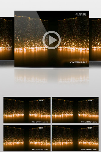 金色粒子瀑布婚礼LED屏幕背景视频素材图片