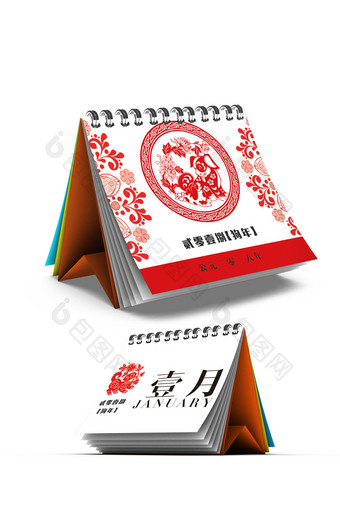 2018年中国风红色剪纸风格日历挂历模版图片
