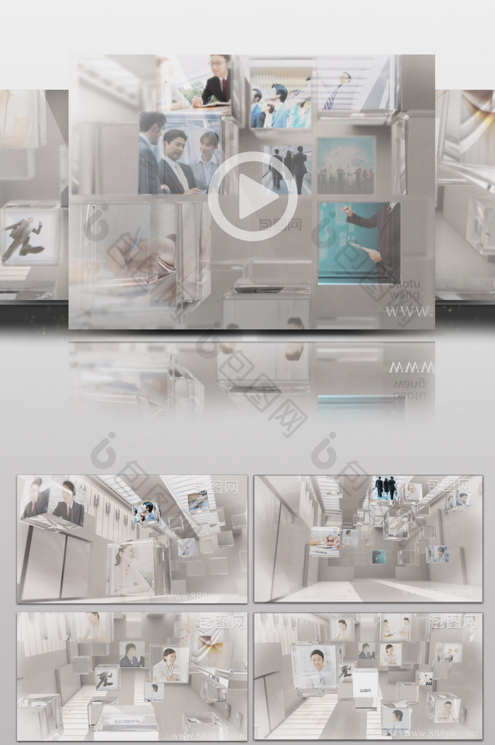 高级玻璃质感公司宣传商务展示AE模板