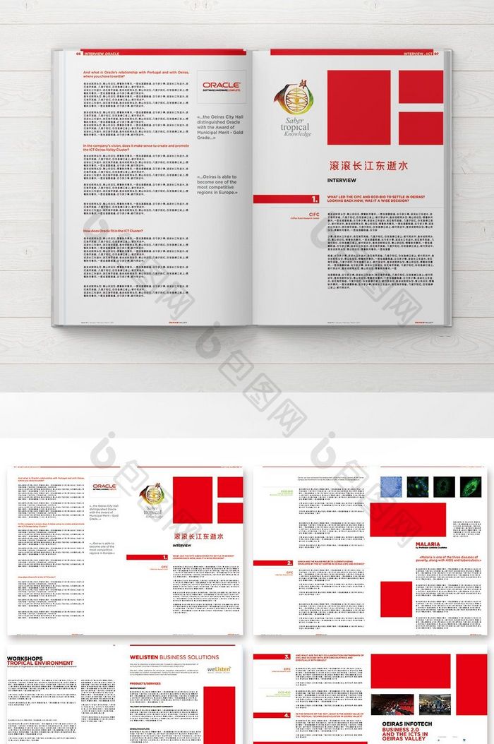 红色几何图形简约商务风格企业画册设计