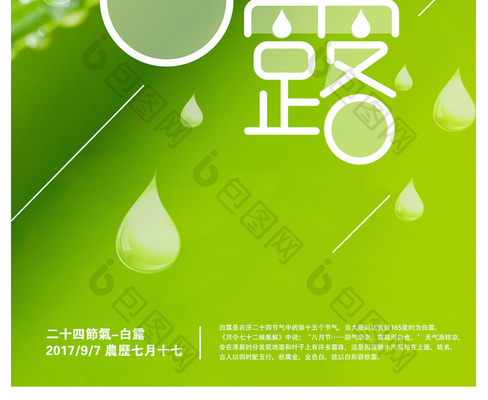 中国二十四节气白露字体设计宣传海报