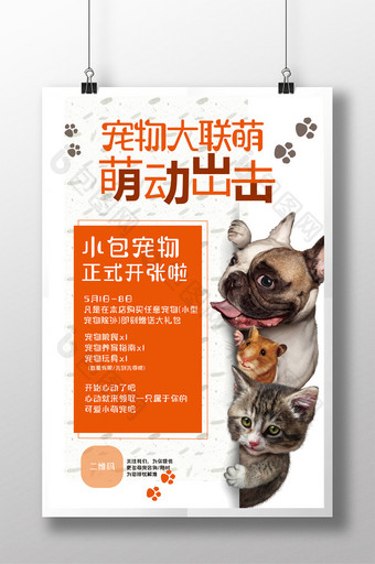 简约宠物促销优惠海报图片