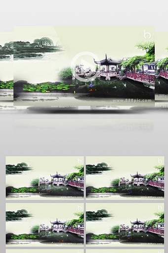 中国风水墨池塘LED大屏幕视频素材带配乐图片