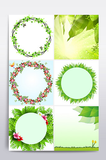绿色清新边框花朵背景图片