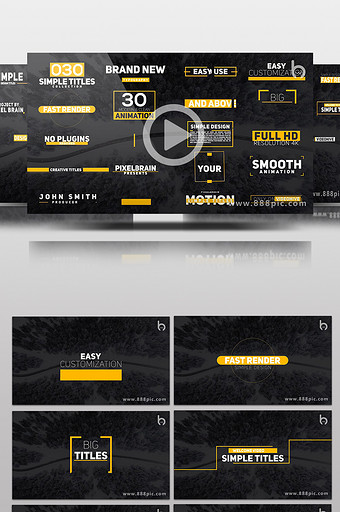 30组简约扁平标题图形动画素材包AE模板图片