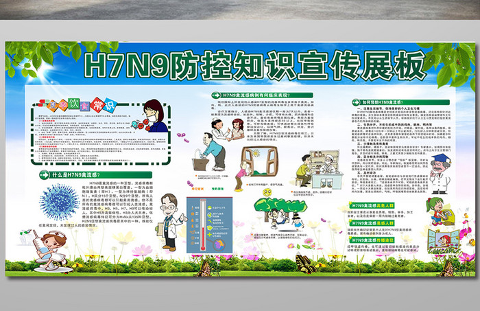 H7N9禽流感预防防控宣传栏知识展板1