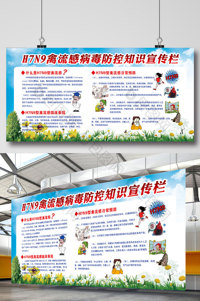 H7N9健康教育宣传栏设计模板