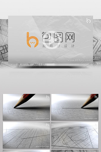 AE视频模版铅笔素描草图logo演绎图片