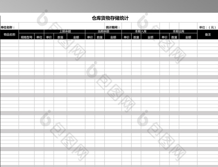 仓库货物存储统计