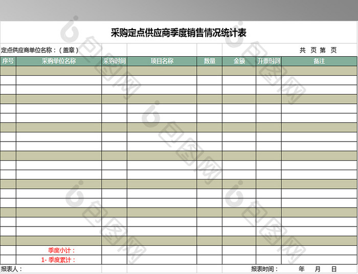 采购季度销售统计表