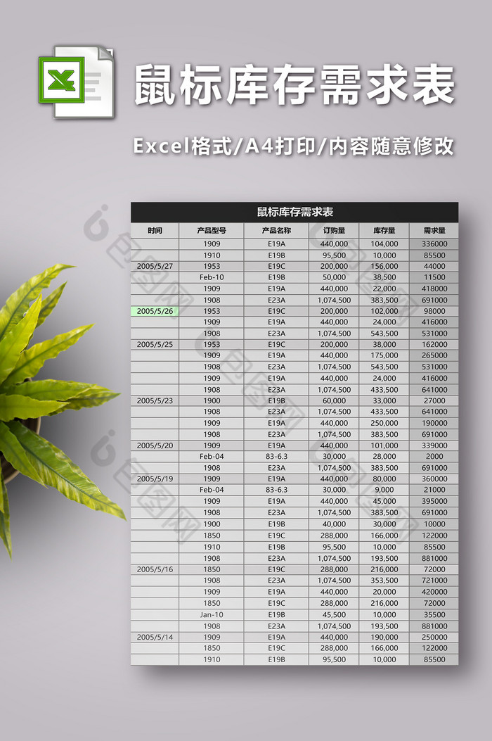 黑色商务鼠标库存需求表图片图片