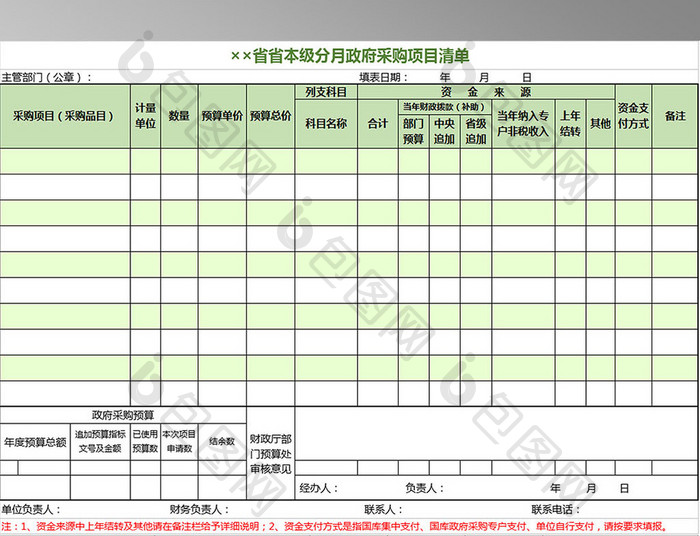 分月政府采购项目清单