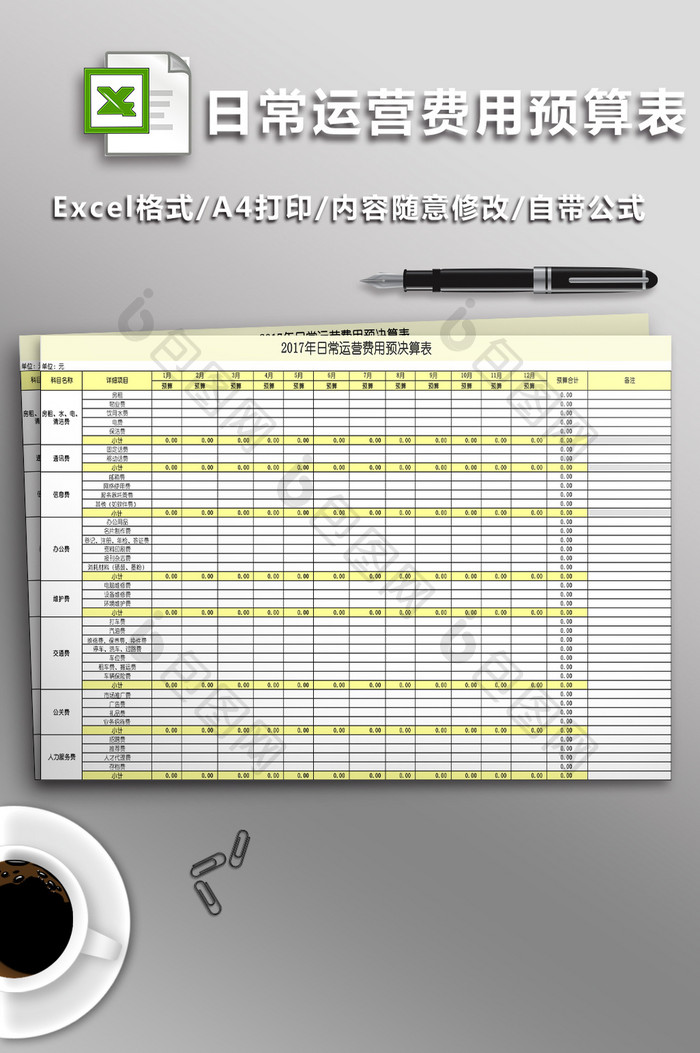 日常运营费用预算表