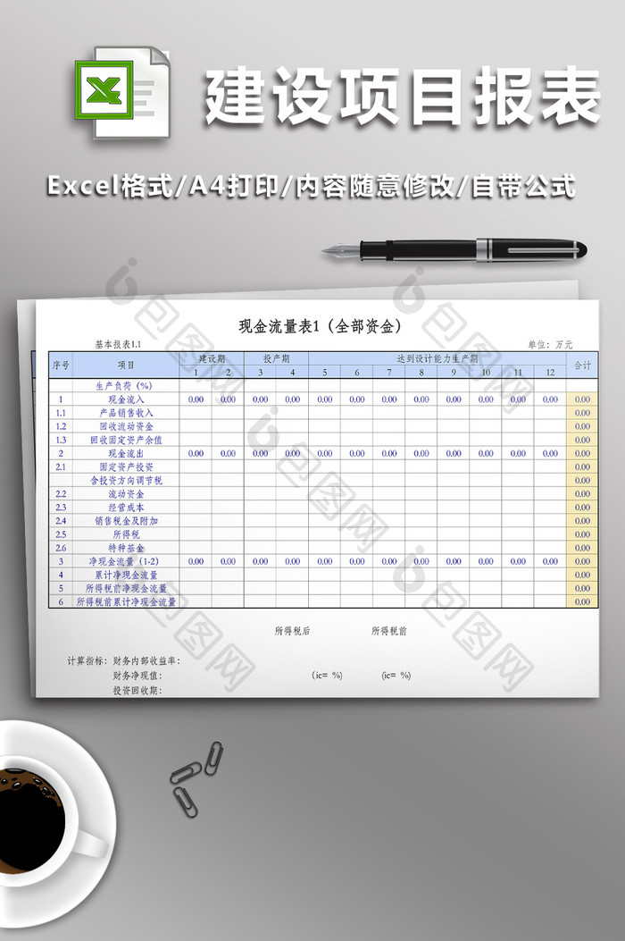 建设项目财务报表