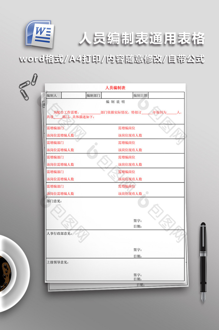 人员编制表通用表格模板