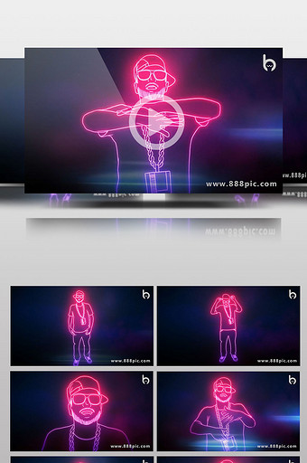 酷炫动感动画说唱背景LED视频(附音效)图片