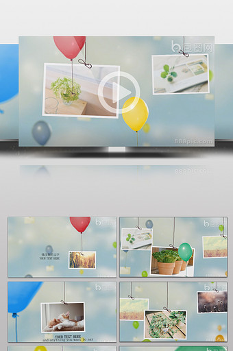 缤纷唯美气球飘浮吊挂相片相册会声会影模板图片