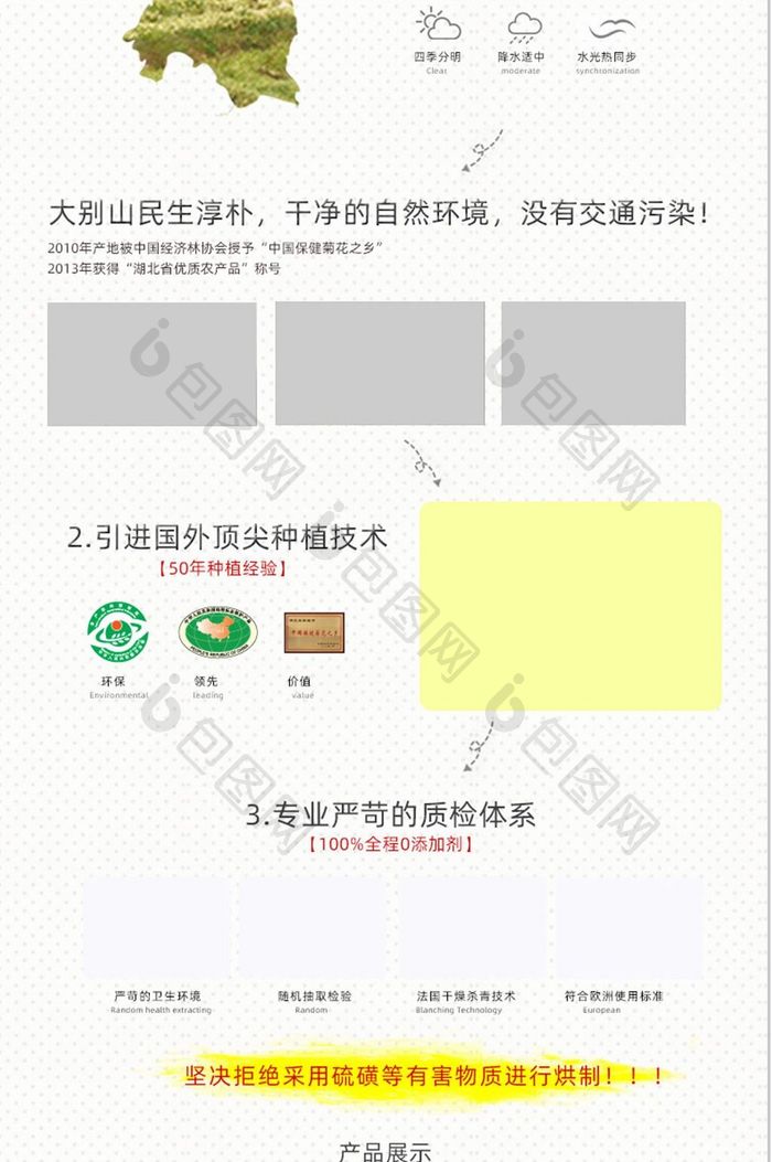 清晰绿色菊花茶天猫淘宝详情页模板设计