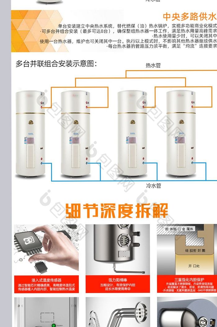 中央供水商用电热水器功能特色详情介绍