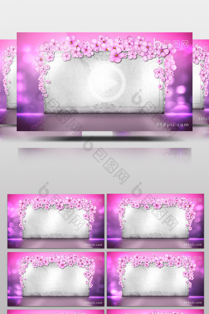 粉色小花装饰动画婚礼背板高清视频素材