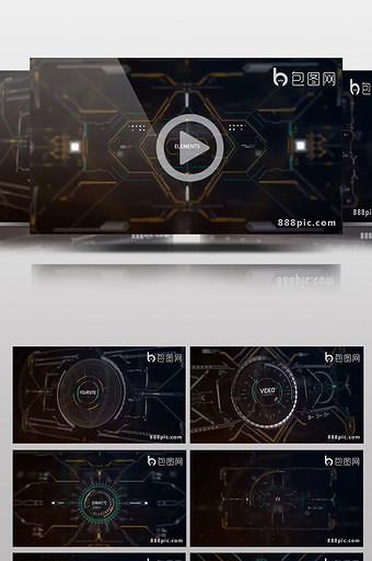 多款科技感屏幕HUD动画展示AE模板图片