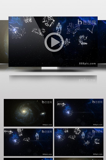 星空十二星座动态循环背景高清视频素材图片